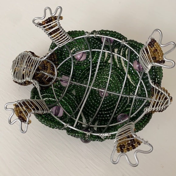 Beadworx Beaded Turtle Purple Accents Blue Eyes Decor Art Piece Gift Vintage - Picture 16 of 16